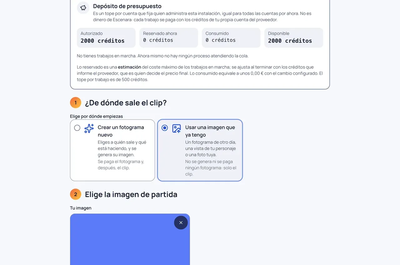 Los dos caminos de «Crear» (captura anterior a la barra de pasos de la 0.33.0)