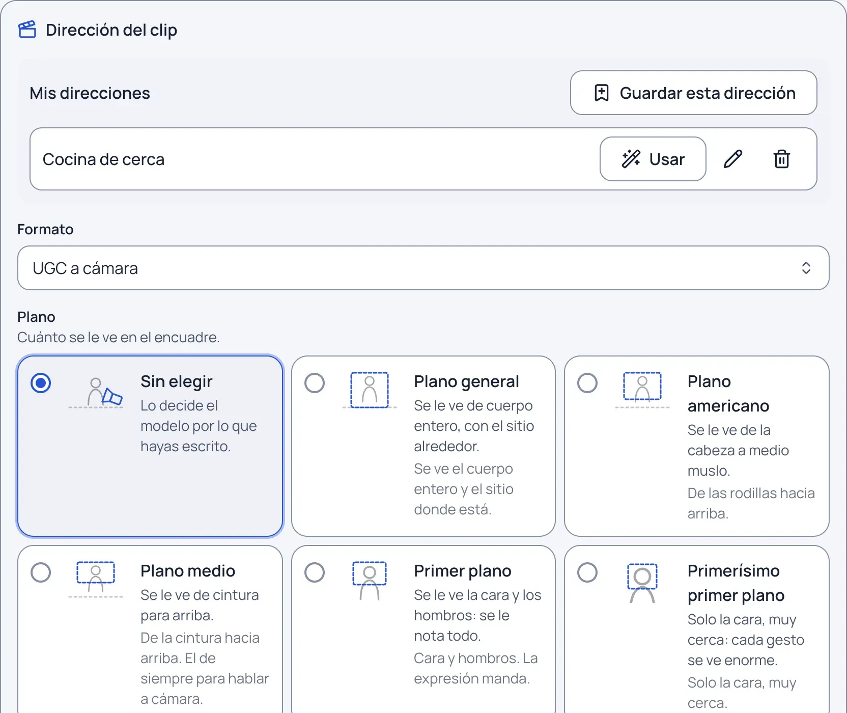 Mis direcciones, encima de los botones de dirección