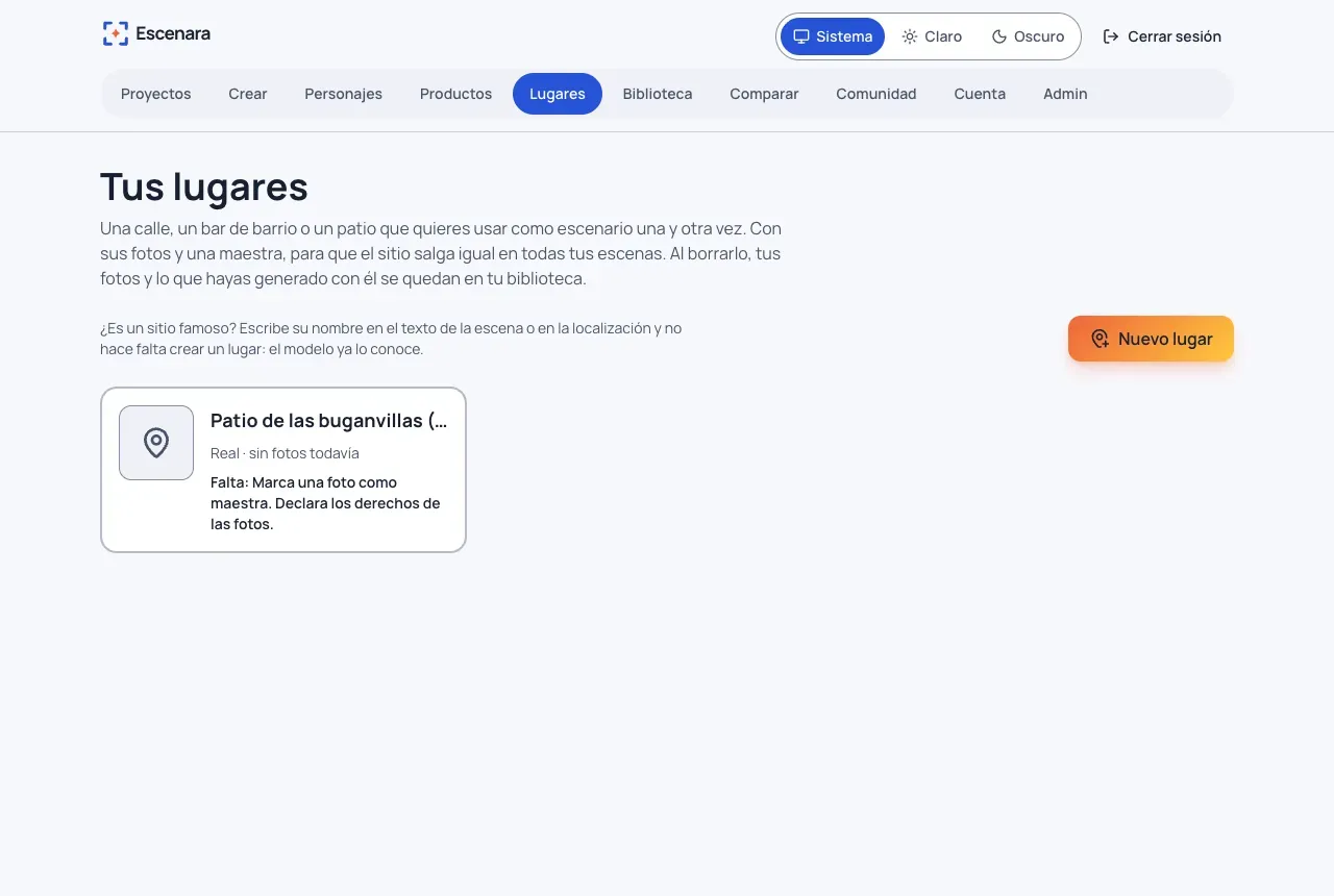 Tus lugares con un lugar de demostración todavía sin fotos